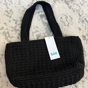 The Sak Black Crochet Shoulder Bag